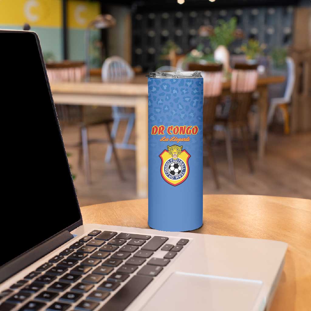 Custom DR Congo Football Skinny Tumbler Allez Les Léopards LT15