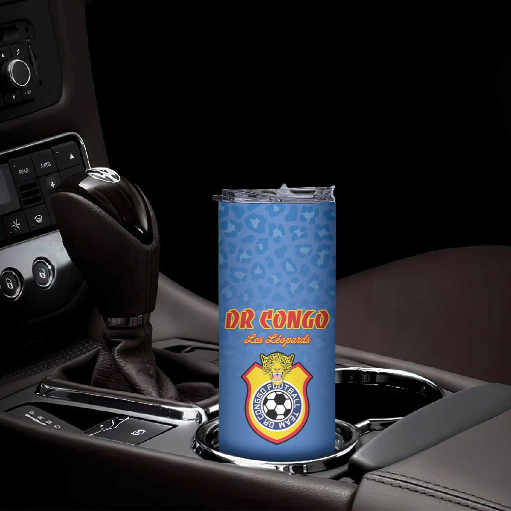 Custom DR Congo Football Skinny Tumbler Allez Les Léopards LT15