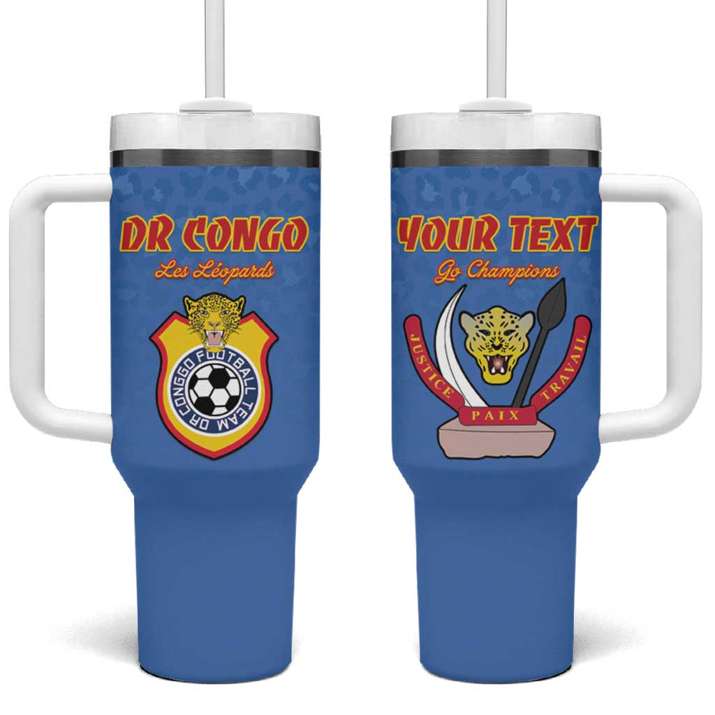 Custom DR Congo Football Tumbler With Handle Allez Les Léopards LT15