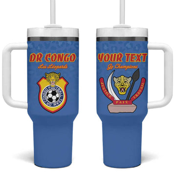 Custom DR Congo Football Tumbler With Handle Allez Les Léopards LT15