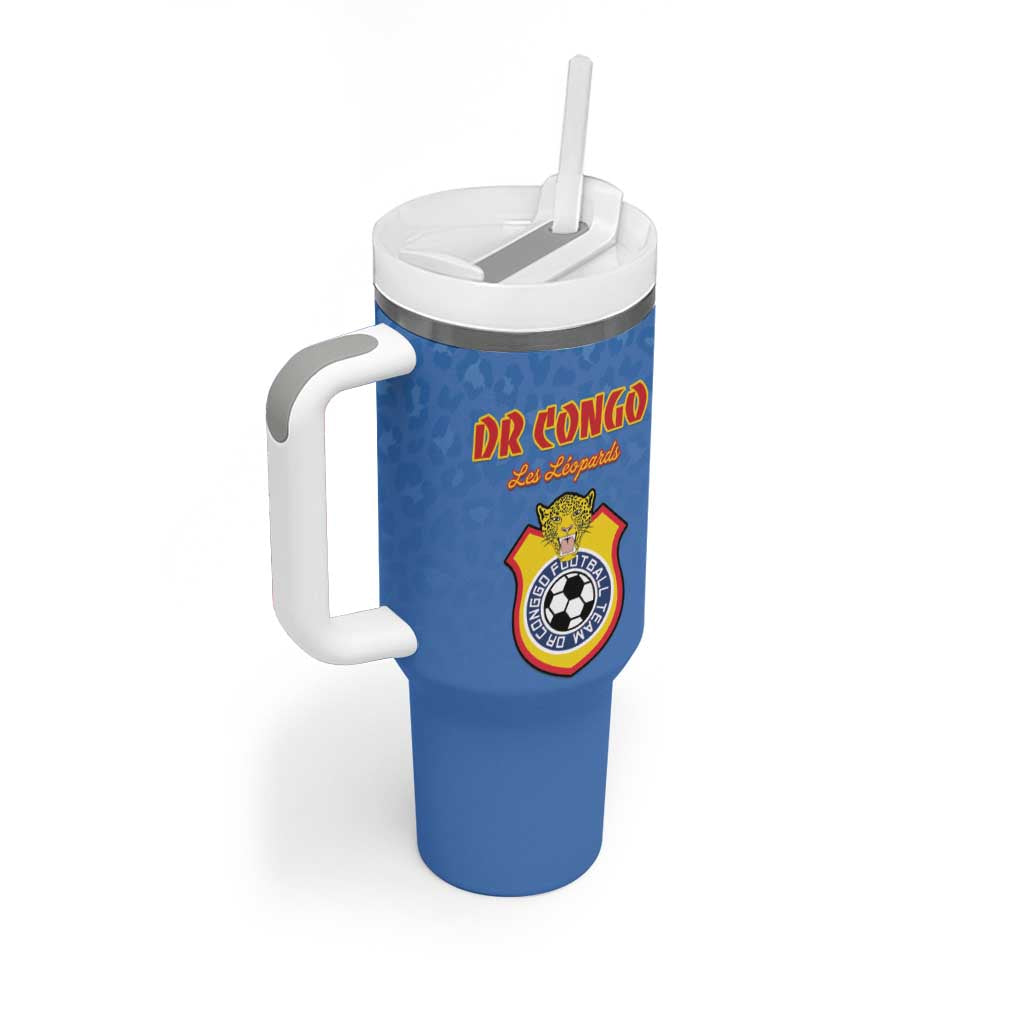Custom DR Congo Football Tumbler With Handle Allez Les Léopards LT15