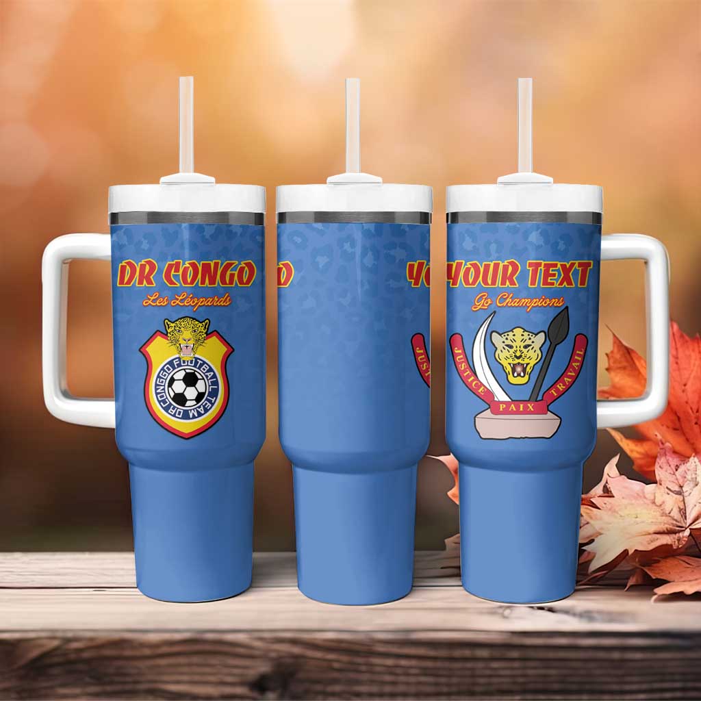 Custom DR Congo Football Tumbler With Handle Allez Les Léopards LT15