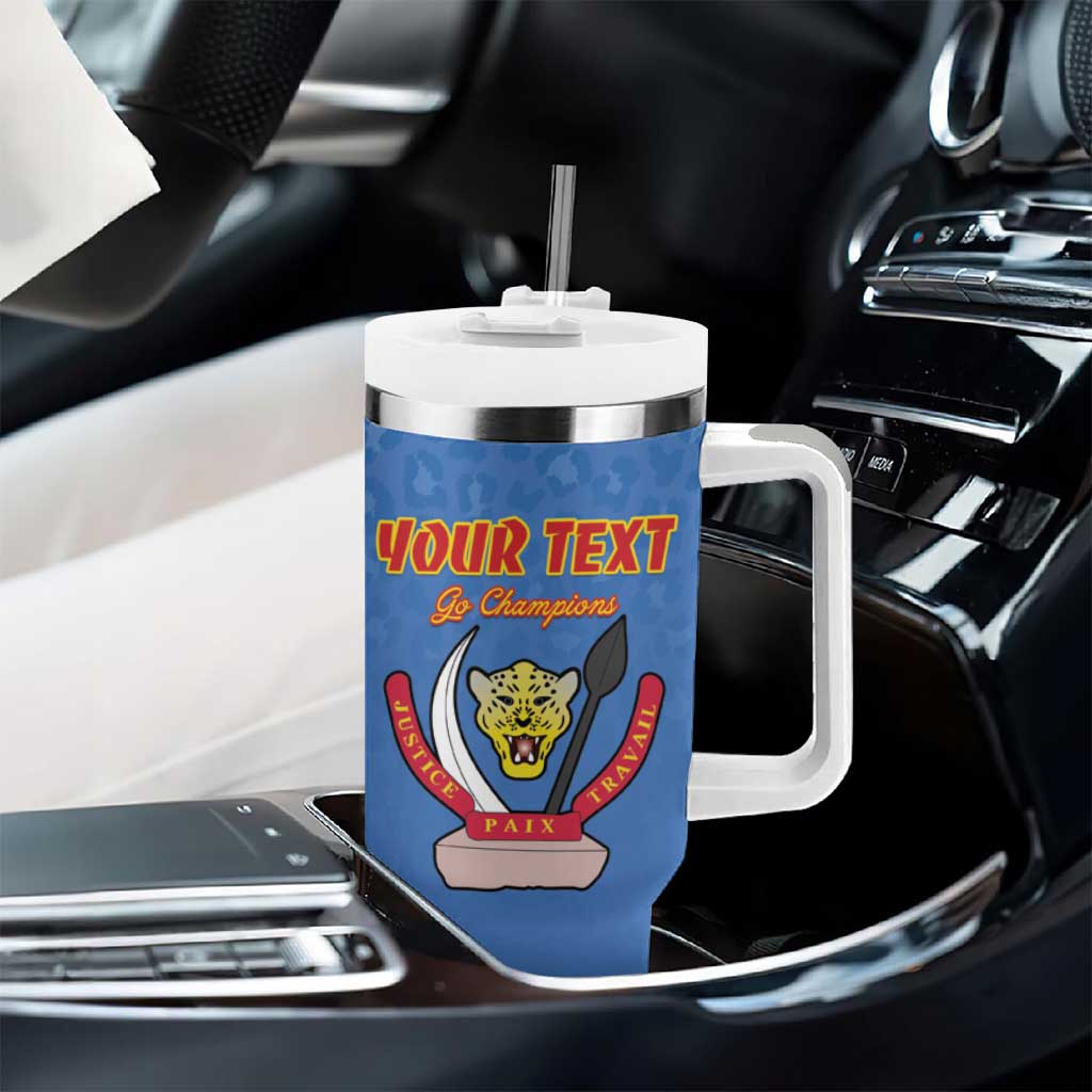 Custom DR Congo Football Tumbler With Handle Allez Les Léopards LT15