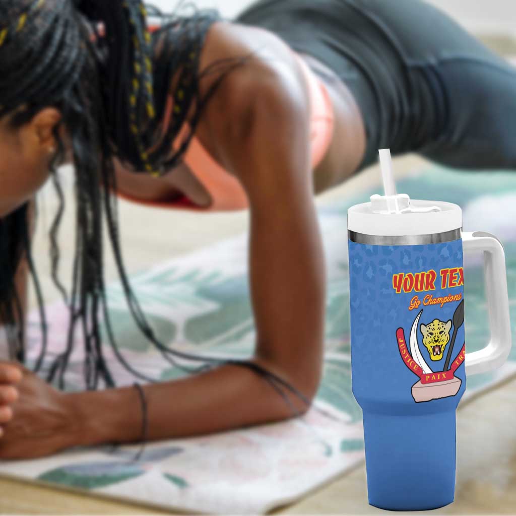 Custom DR Congo Football Tumbler With Handle Allez Les Léopards LT15