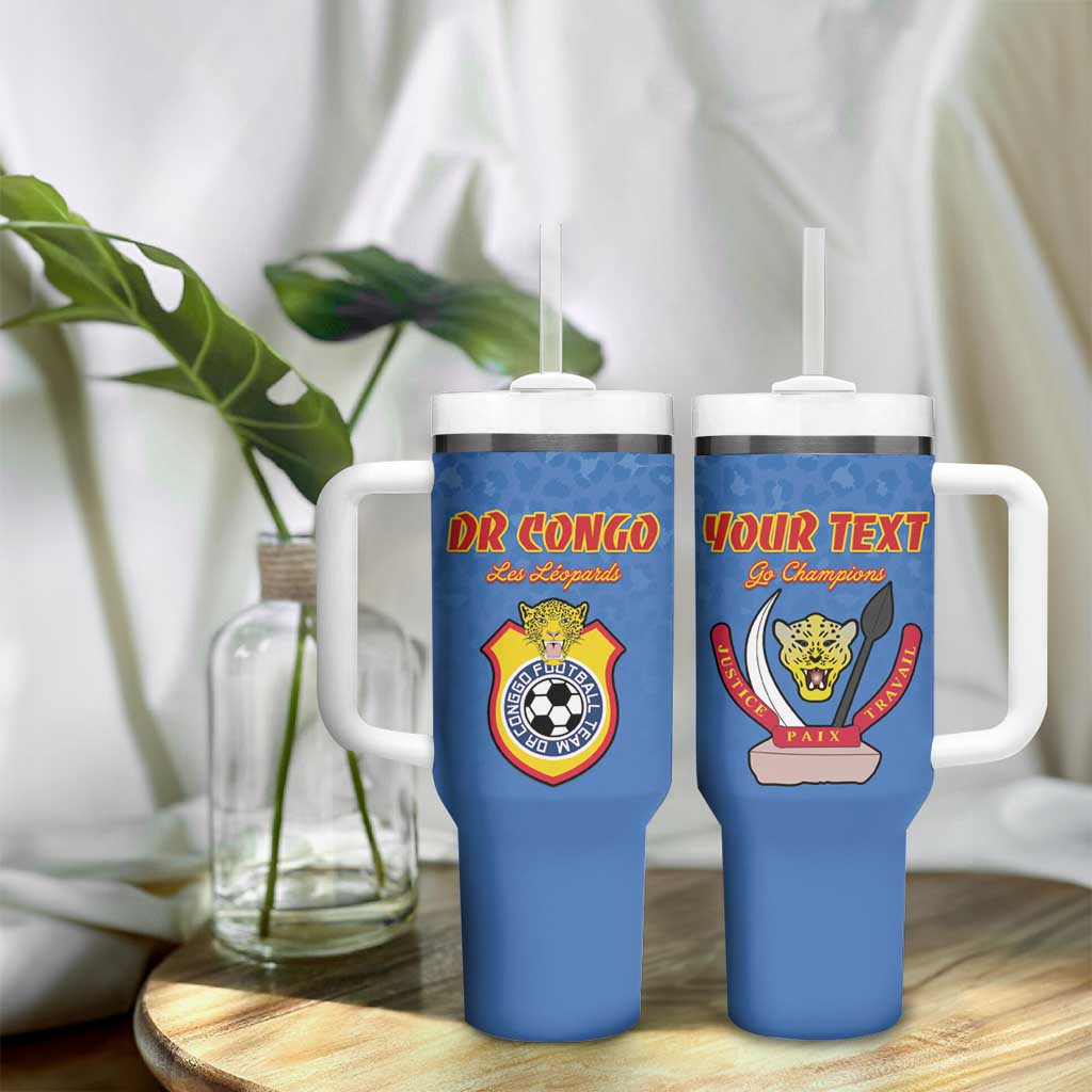 Custom DR Congo Football Tumbler With Handle Allez Les Léopards LT15