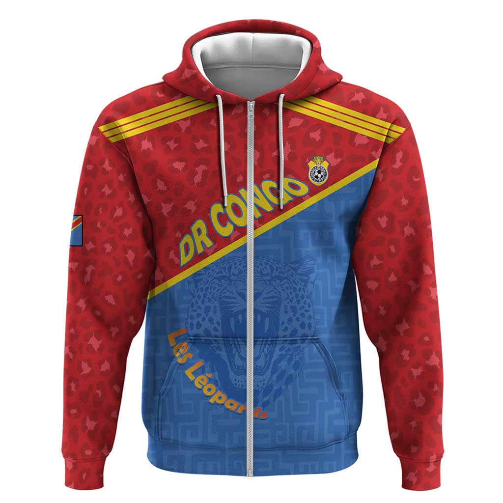 Custom DR Congo Football Hoodie Allez Les Léopards LT15