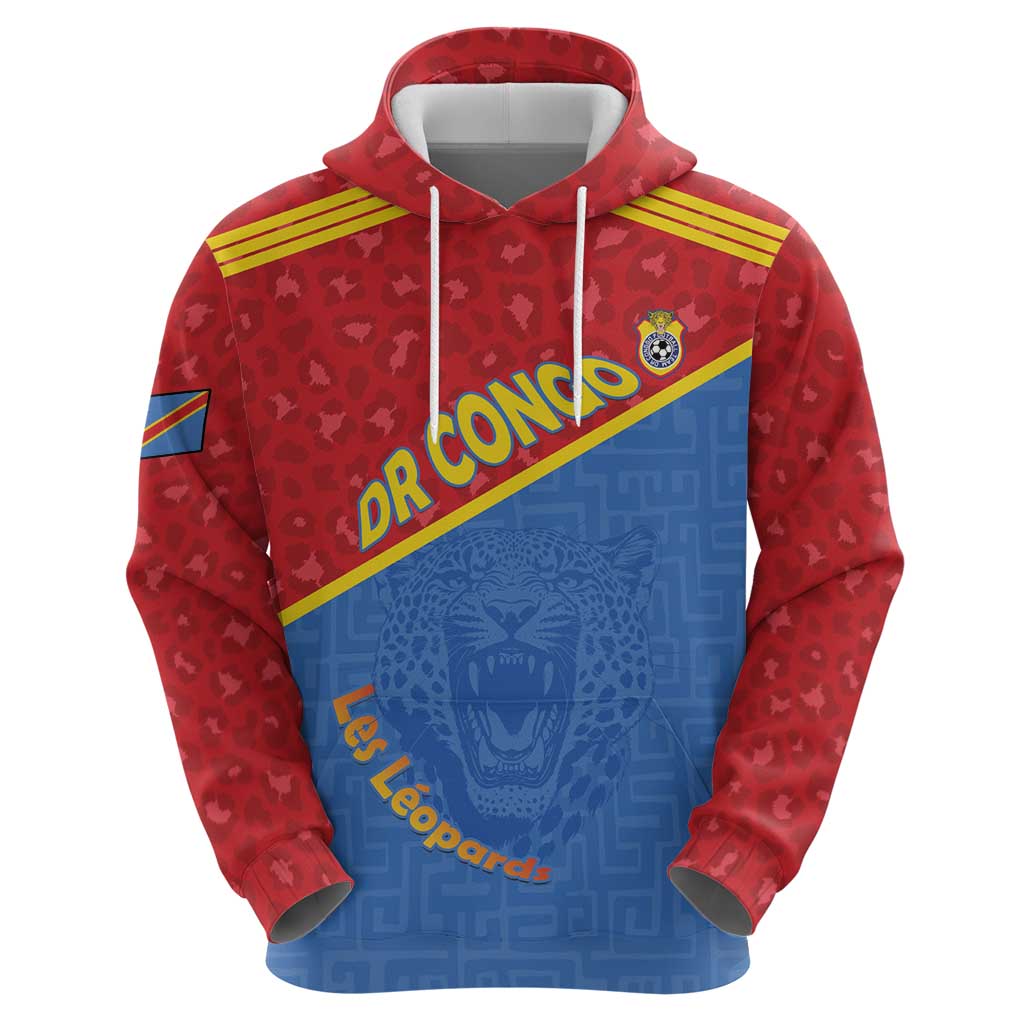 Custom DR Congo Football Hoodie Allez Les Léopards LT15