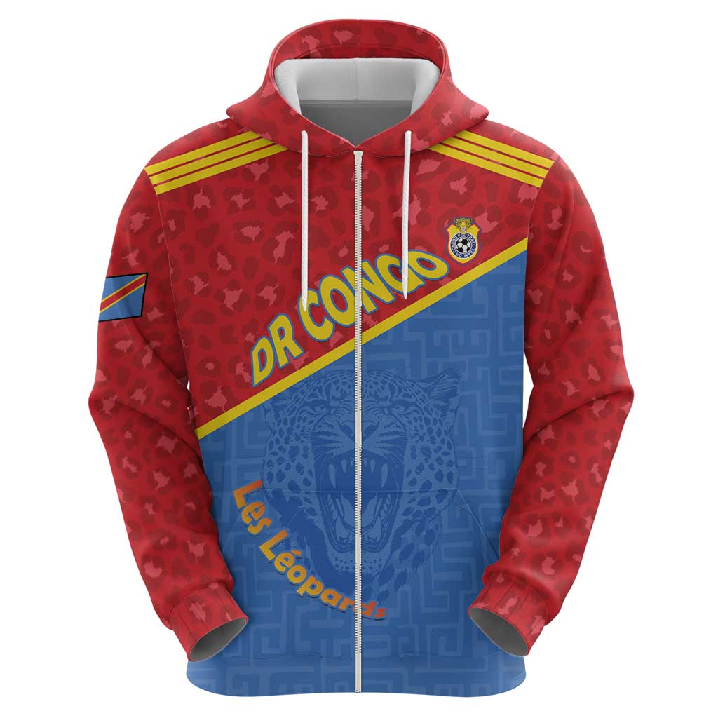 Custom DR Congo Football Hoodie Allez Les Léopards LT15