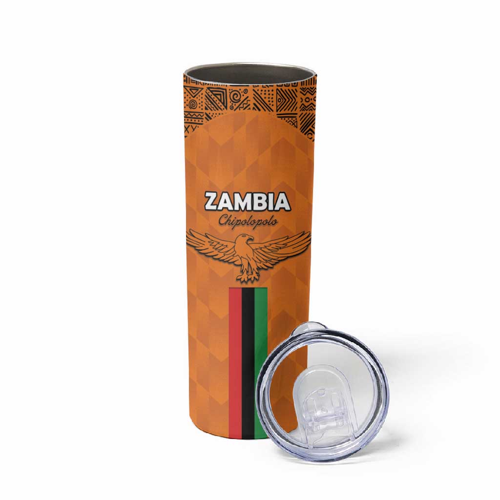 Custom Zambia Football Skinny Tumbler Come On Chipolopolo LT15