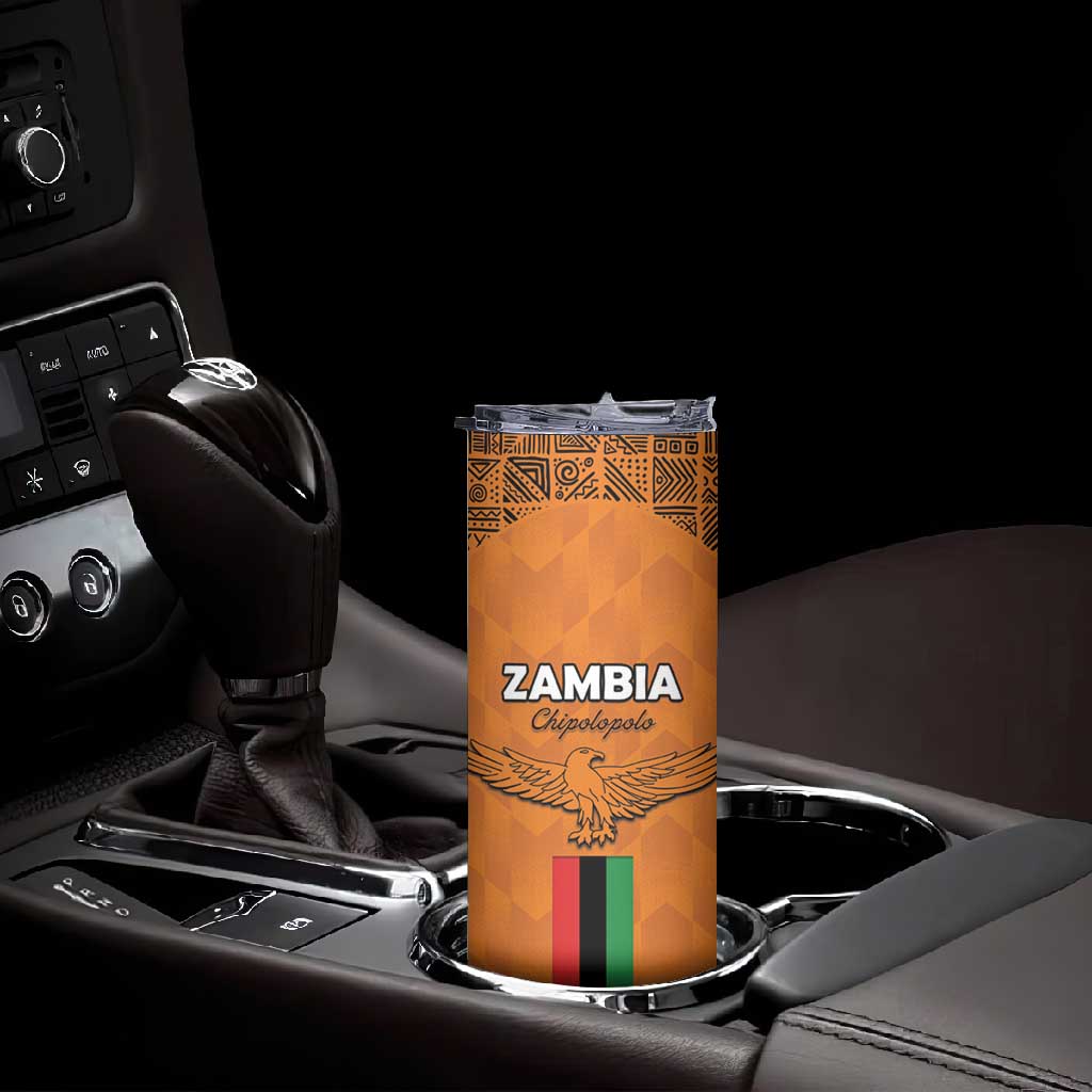 Custom Zambia Football Skinny Tumbler Come On Chipolopolo LT15