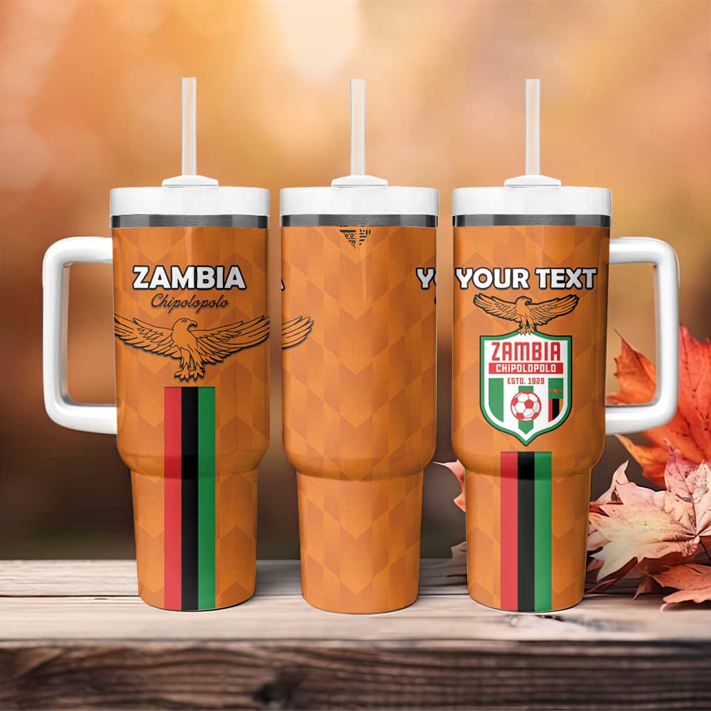 Custom Zambia Football Tumbler With Handle Come On Chipolopolo LT15