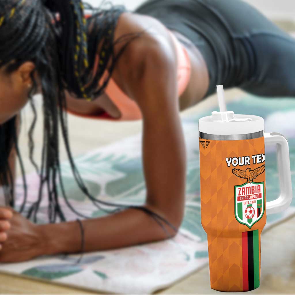 Custom Zambia Football Tumbler With Handle Come On Chipolopolo LT15
