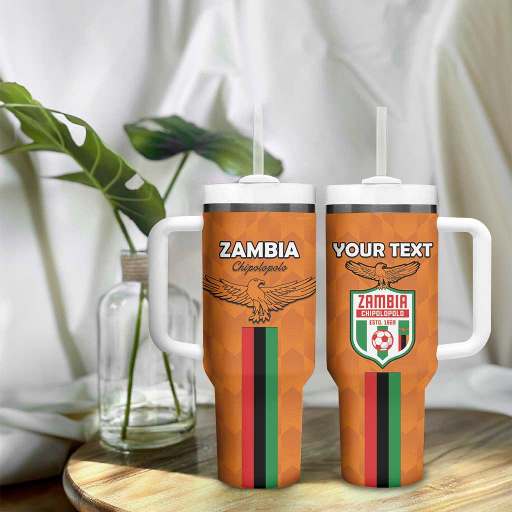 Custom Zambia Football Tumbler With Handle Come On Chipolopolo LT15