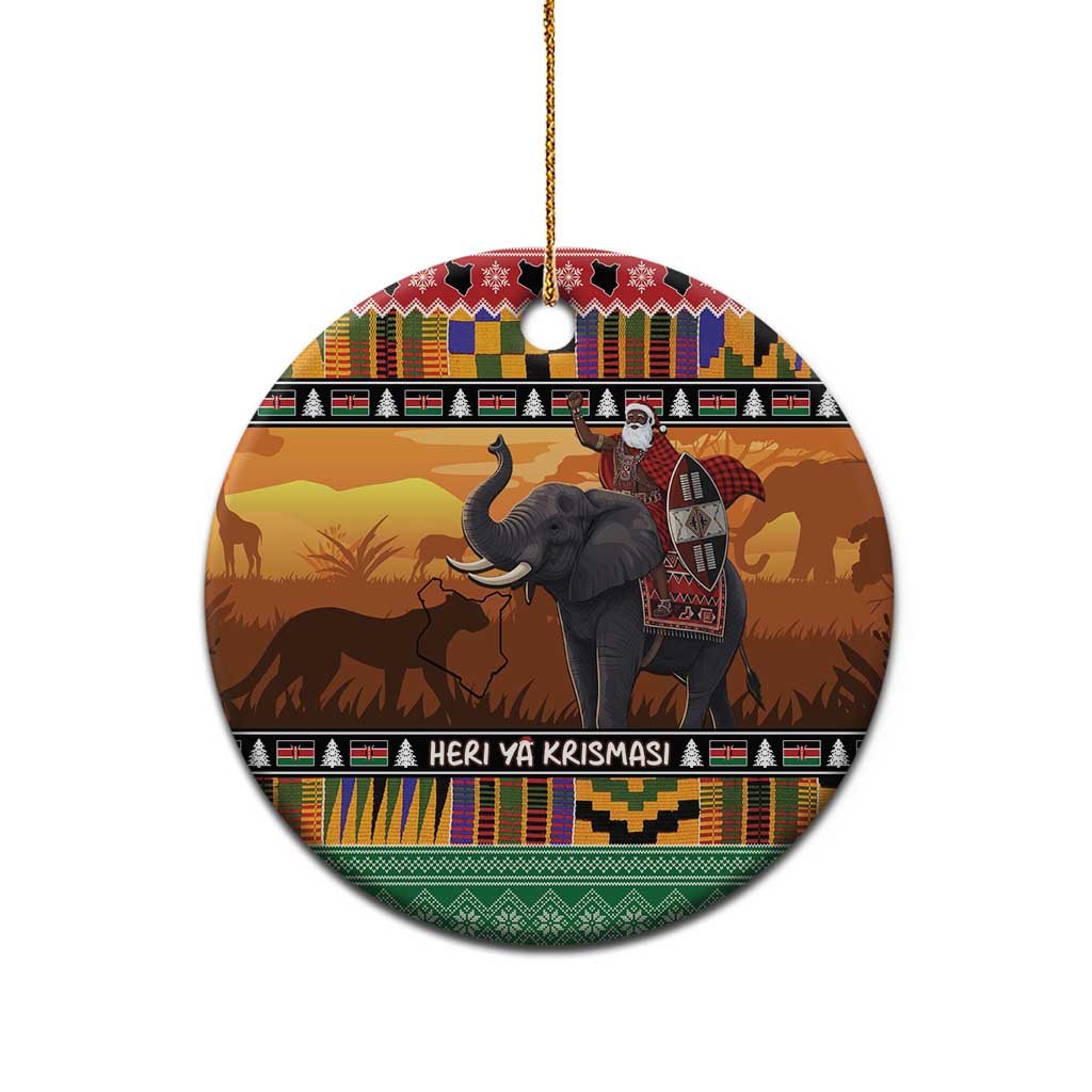Kenya Safari Christmas Ceramic Ornament Black Santa Riding Elephant - Heri ya Krismasi LT15