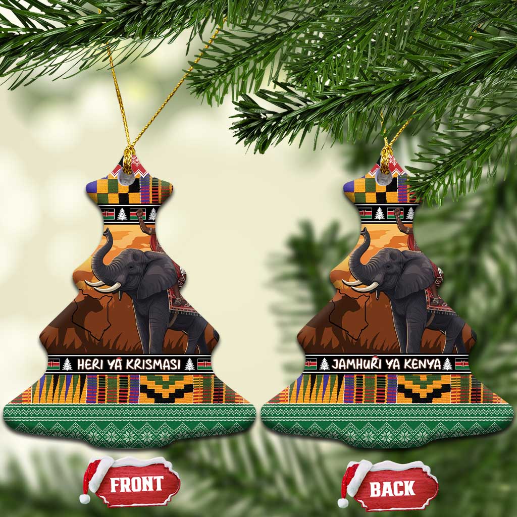 Kenya Safari Christmas Ceramic Ornament Black Santa Riding Elephant - Heri ya Krismasi LT15