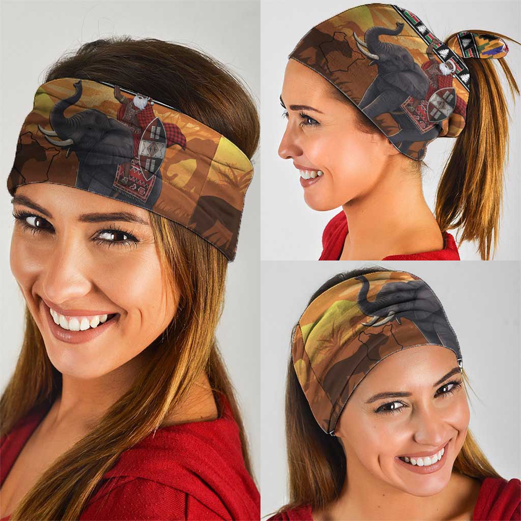 Kenya Safari Christmas Neck Gaiter Black Santa Riding Elephant - Heri ya Krismasi LT15