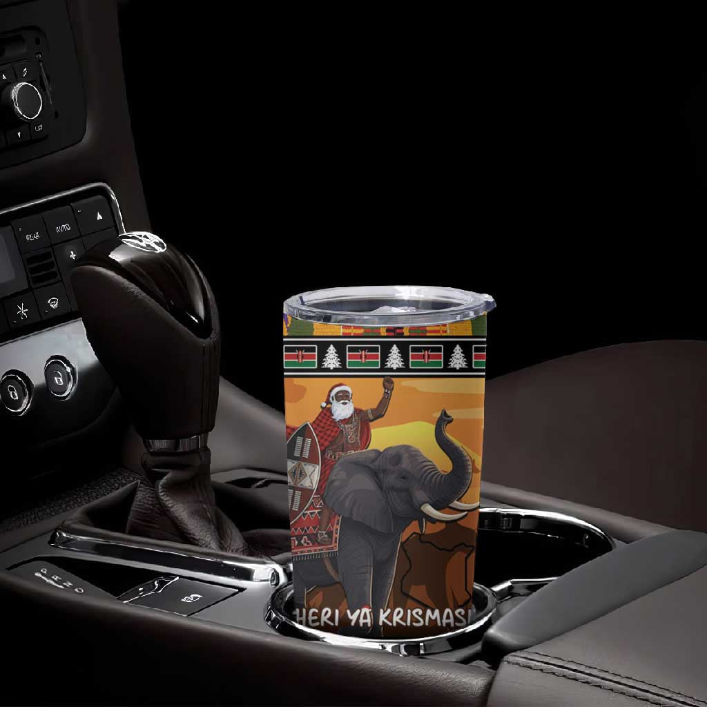 Afro Christmas in Kenya Safari Tumbler Cup Black Santa Riding Elephant LT15