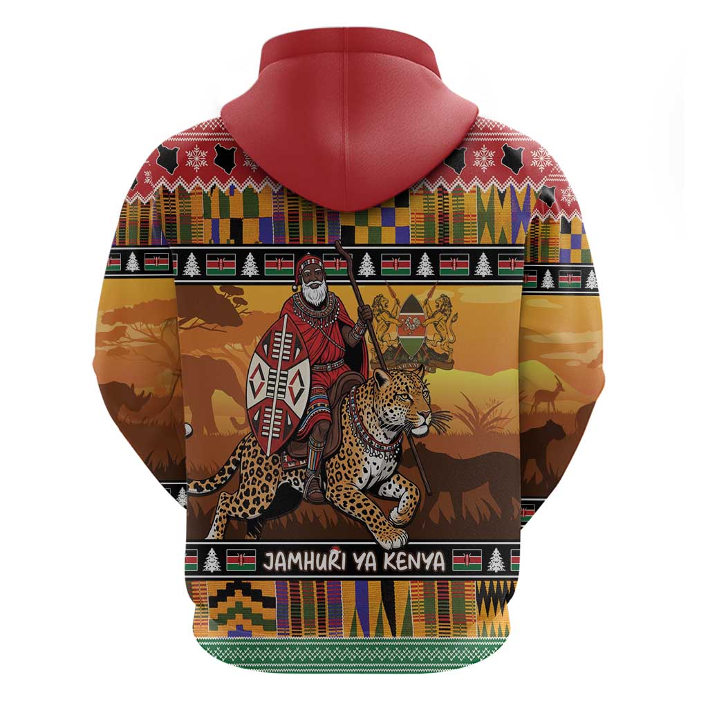 Kenya Safari Christmas Hoodie Black Santa Riding Leopards - Heri ya Krismasi LT15
