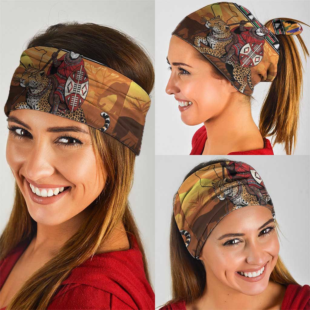 Kenya Safari Christmas Neck Gaiter Black Santa Riding Leopards - Heri ya Krismasi LT15