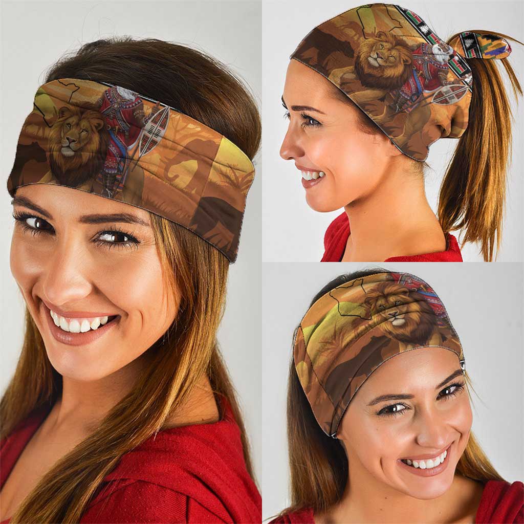 Kenya Safari Christmas Neck Gaiter Black Santa Riding Lion - Heri ya Krismasi LT15