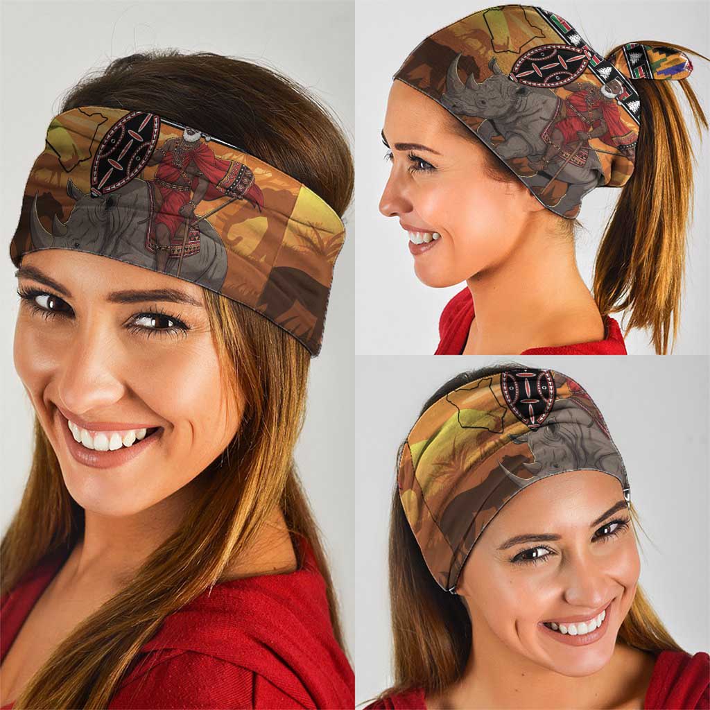 Kenya Safari Christmas Neck Gaiter Black Santa Riding Rhinoceros - Heri ya Krismasi LT15