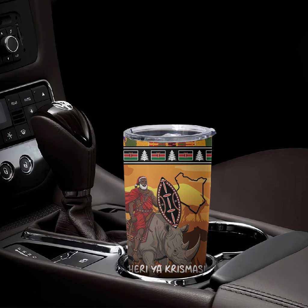 Afro Christmas in Kenya Safari Tumbler Cup Black Santa Riding Rhinoceros LT15
