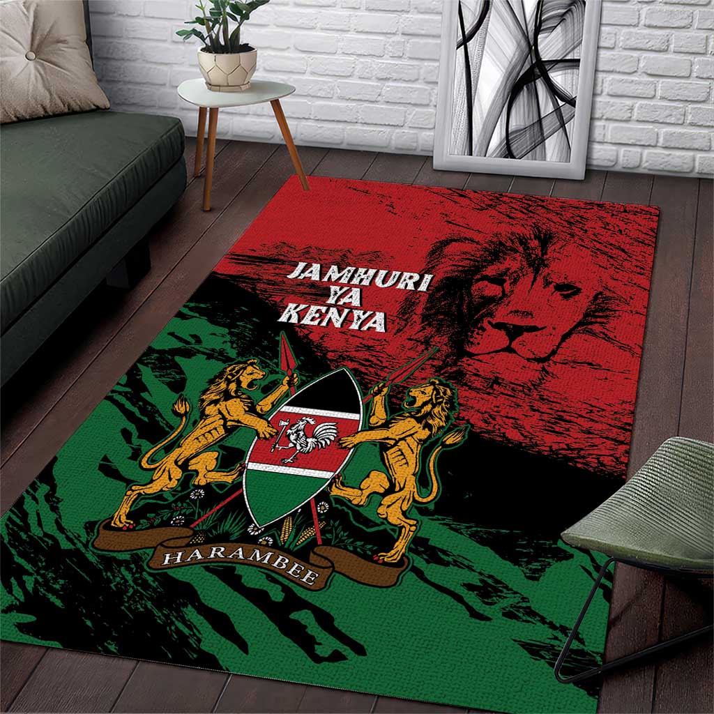 Jamhuri Ya Kenya Area Rug African Lion - Coat Of Arms LT15