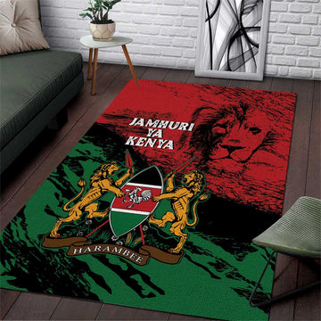 Jamhuri Ya Kenya Area Rug African Lion - Coat Of Arms LT15
