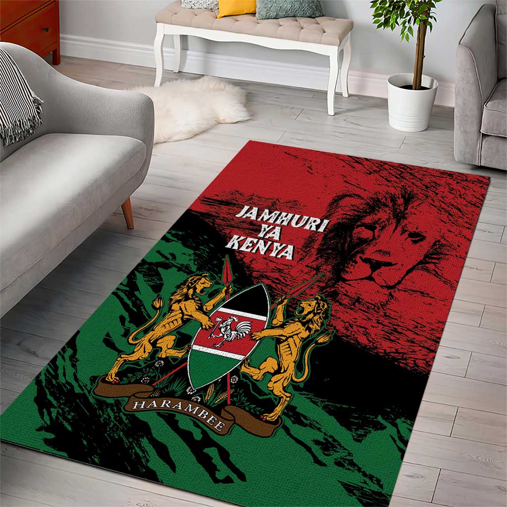 Jamhuri Ya Kenya Area Rug African Lion - Coat Of Arms LT15