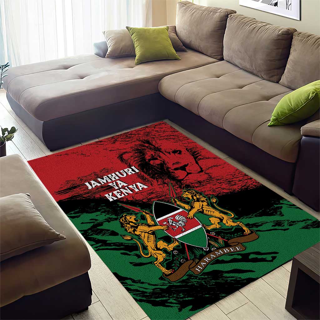 Jamhuri Ya Kenya Area Rug African Lion - Coat Of Arms LT15