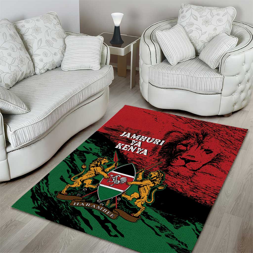 Jamhuri Ya Kenya Area Rug African Lion - Coat Of Arms LT15