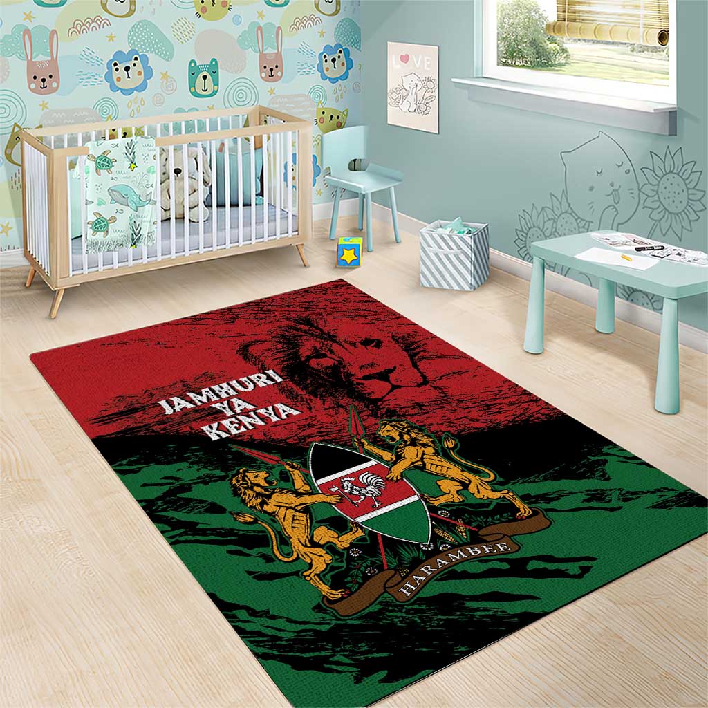 Jamhuri Ya Kenya Area Rug African Lion - Coat Of Arms LT15