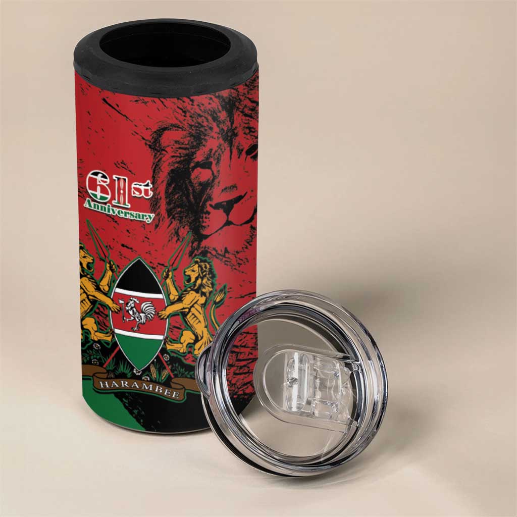 Jamhuri Ya Kenya 4 in 1 Can Cooler Tumbler African Lion - Coat Of Arms LT15