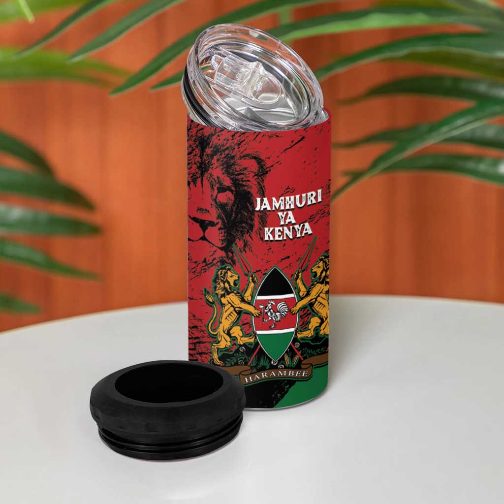 Jamhuri Ya Kenya 4 in 1 Can Cooler Tumbler African Lion - Coat Of Arms LT15