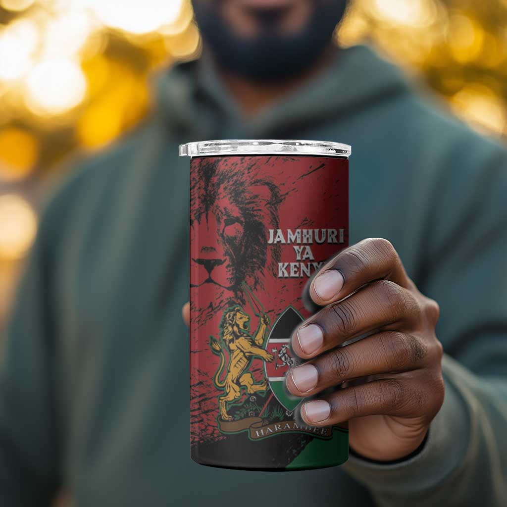 Jamhuri Ya Kenya 4 in 1 Can Cooler Tumbler African Lion - Coat Of Arms LT15