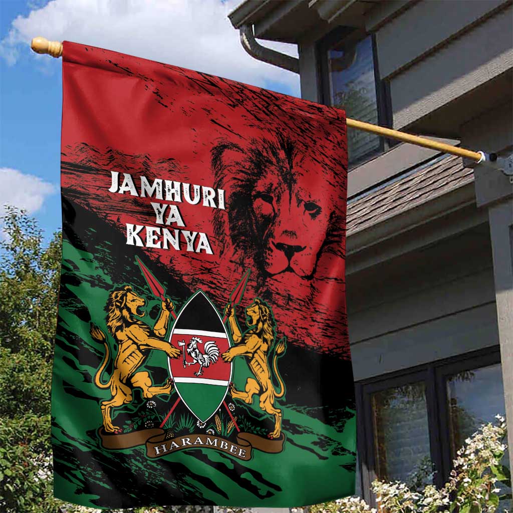 Jamhuri Ya Kenya Garden Flag African Lion - Coat Of Arms LT15