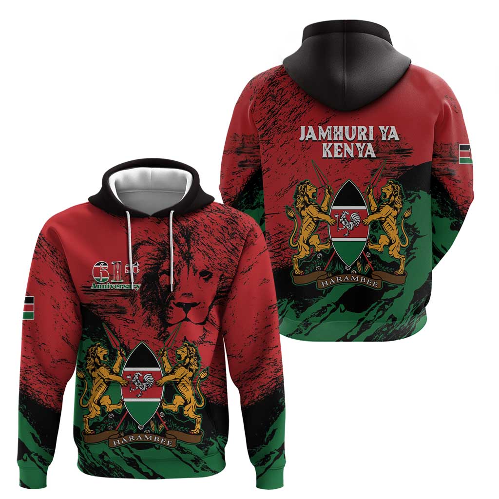 Kenya Independence Day Hoodie 61st Anniversary - Coat Of Arms LT15