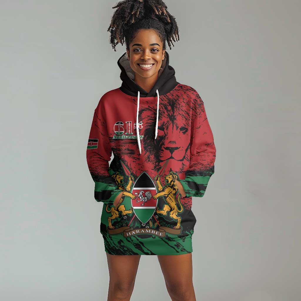 Jamhuri Ya Kenya Hoodie Dress African Lion - Coat Of Arms LT15