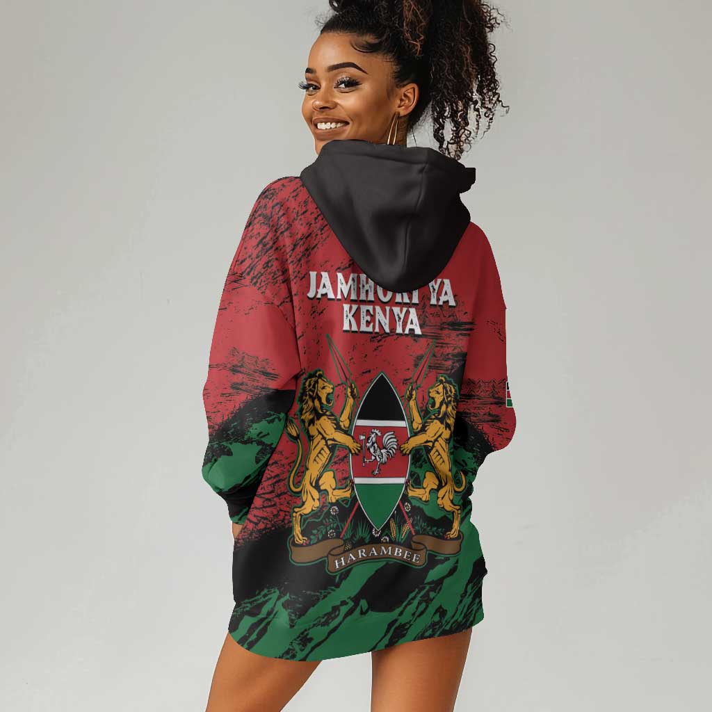 Jamhuri Ya Kenya Hoodie Dress African Lion - Coat Of Arms LT15