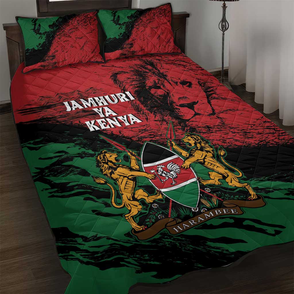 Jamhuri Ya Kenya Quilt Bed Set African Lion - Coat Of Arms LT15