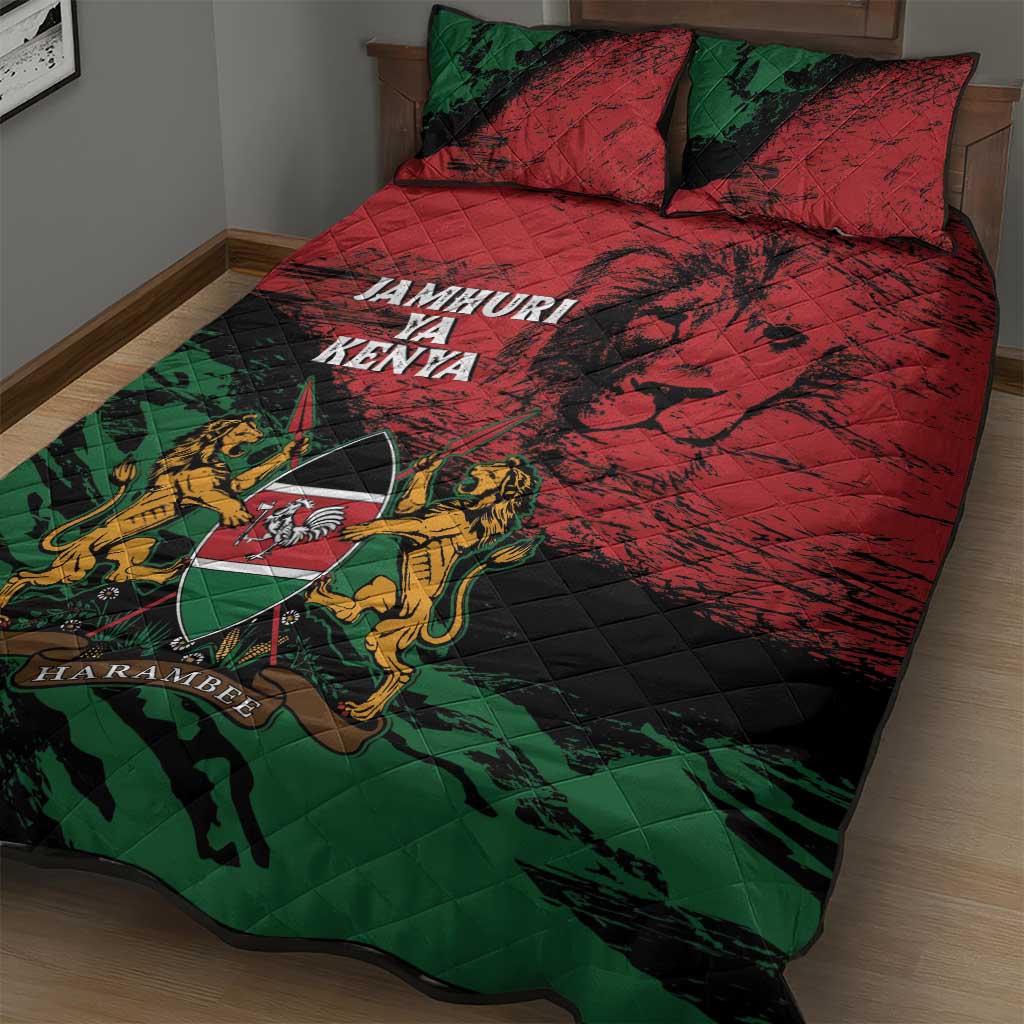 Jamhuri Ya Kenya Quilt Bed Set African Lion - Coat Of Arms LT15