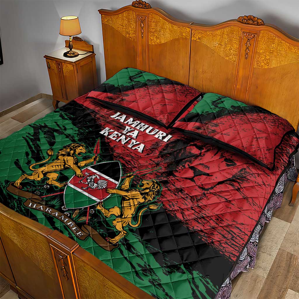 Jamhuri Ya Kenya Quilt Bed Set African Lion - Coat Of Arms LT15