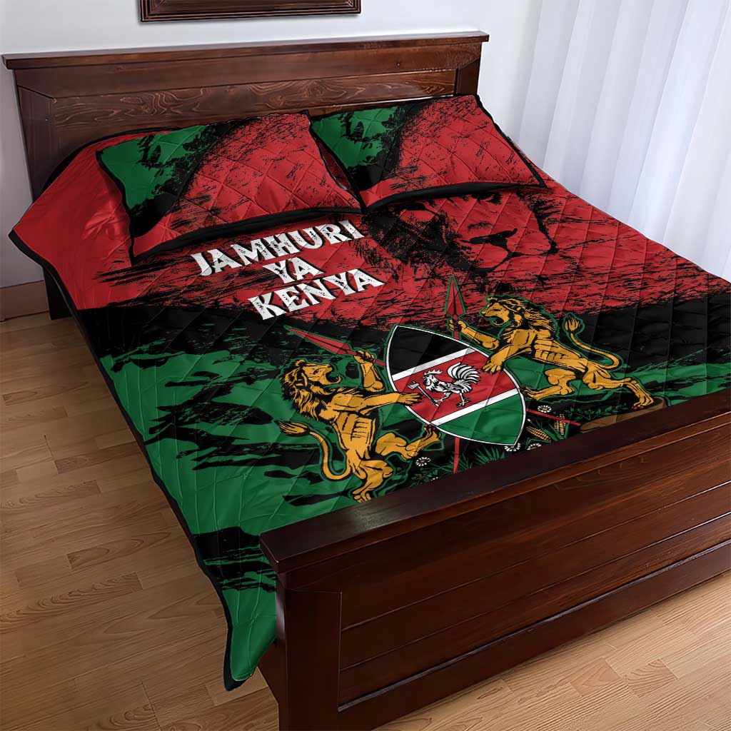 Jamhuri Ya Kenya Quilt Bed Set African Lion - Coat Of Arms LT15