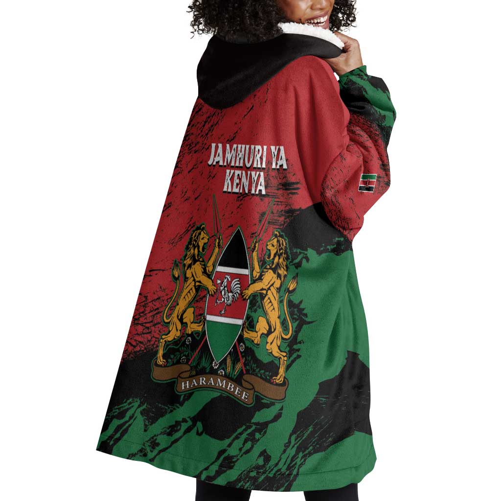 Jamhuri Ya Kenya Wearable Blanket Hoodie African Lion - Coat Of Arms LT15