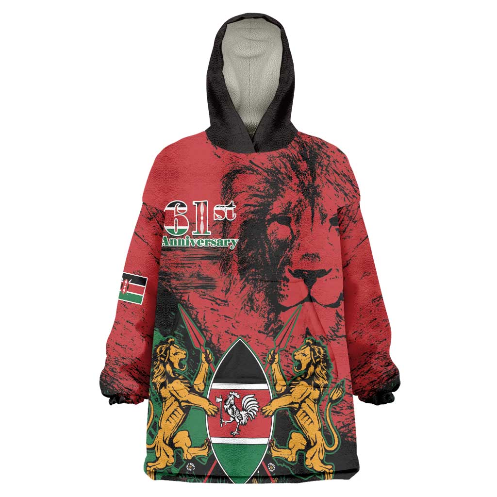 Jamhuri Ya Kenya Wearable Blanket Hoodie African Lion - Coat Of Arms LT15