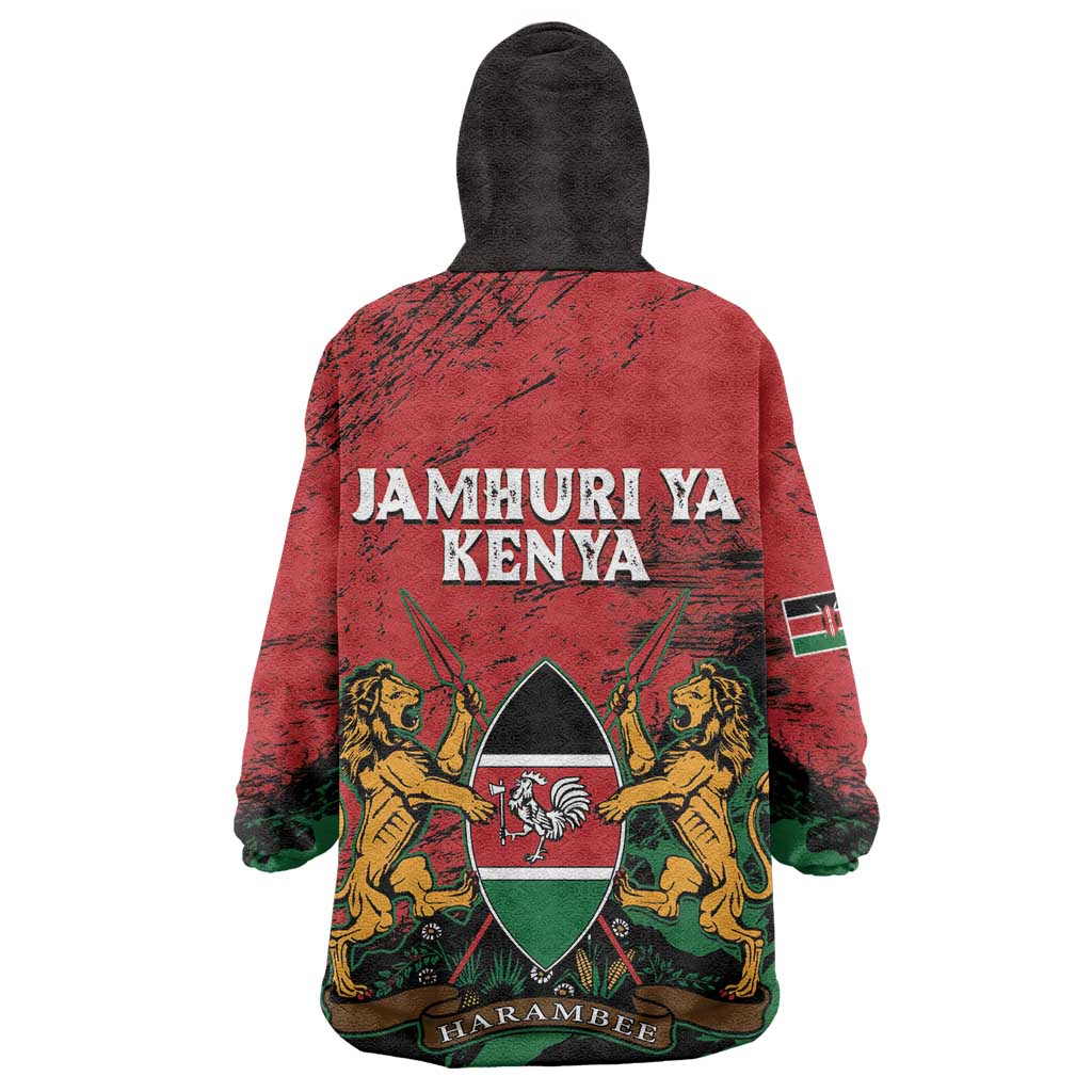 Jamhuri Ya Kenya Wearable Blanket Hoodie African Lion - Coat Of Arms LT15