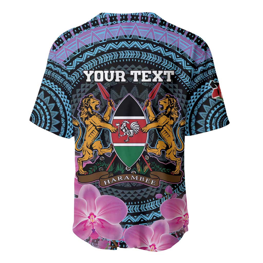 Personalised Kenya Lilac Breasted Roller Baseball Jersey Orchid Flower - African Pattern LT15