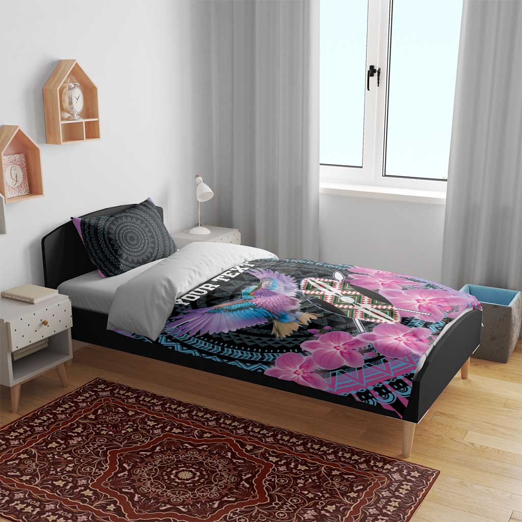 Personalised Kenya Lilac Breasted Roller Bedding Set Orchid Flower - African Pattern LT15