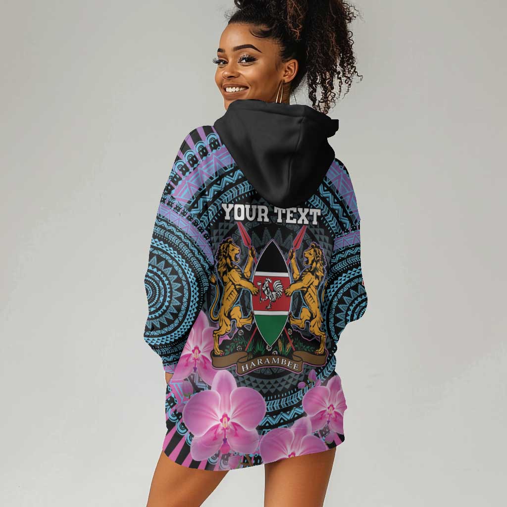 Personalised Kenya Lilac Breasted Roller Hoodie Dress Orchid Flower - African Pattern LT15