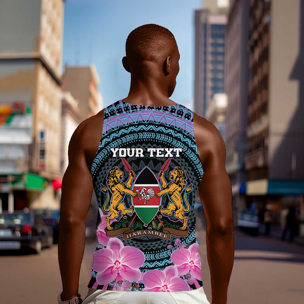 Personalised Kenya Lilac Breasted Roller Men Tank Top Orchid Flower - African Pattern LT15